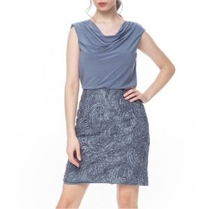 Adrianna Papell Mini Gray Lace Dress Party Cocktail Size 4